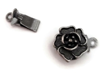 Antique Silver Plated Brass Rose 9mm - 1 Clasp