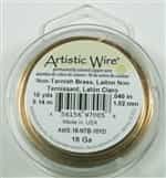 Artistic Wire Non Tarnish Brass 18ga Wire - 10 Yard Spool