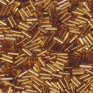 10 Grams Miyuki Bugle BGL6-195 6mm 24kt Gold  Lined