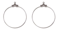 BHP30RSP - 30mm Silver Plated Beading Hoops - 1 Pair