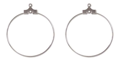 BHP30RSP - 30mm Silver Plated Beading Hoops - 1 Pair