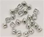 8mm Czech Glass Pyramid 2-Hole Beadstud - BST08-0030-27001 - Crystal Silver - 4 Beads