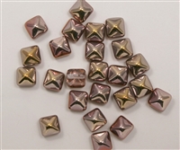 8mm Czech Glass Pyramid 2-Hole Beadstud - BST08-00030-27101 - Crystal Capri - 4 Beads