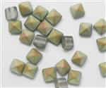 8mm Czech Glass Pyramid 2-Hole Beadstud - BST08-00030M-28001 - Matte Marea - 4 Beads