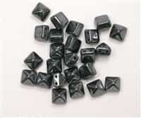 8mm Czech Glass Pyramid 2-Hole Beadstud - BST08-23980-14400 - Hematite - 4 Beads