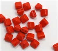 8mm Czech Glass Pyramid 2-Hole Beadstud - BST08-93400 - Coral - 4 Beads