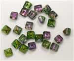 8mm Czech Glass Pyramid 2-Hole Beadstud - BST08-95000 - Magic Orchid Iris - 4 Beads