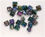 8mm Czech Glass Pyramid 2-Hole Beadstud - BST08-95100 - Magic Blueberry - 4 Beads
