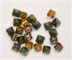 8mm Czech Glass Pyramid 2-Hole Beadstud - BST08-95300 - Magic Amber - 4 Beads