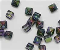 8mm Czech Glass Pyramid 2-Hole Beadstud - BST08-95500 - Magtic Lilac - 4 Beads