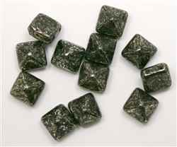 12mm Czech Glass Pyramid 2-Hole Beadstud - BST12-00030-18549 - Antique Chrome - 1 Bead