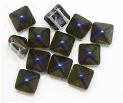 12mm Czech Glass Pyramid 2-Hole Beadstud - BST12-22201 - Crystal Azuro Capri - 1 Bead