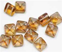 12mm Czech Glass Pyramid 2-Hole Beadstud - BST12-22501 - Celsian Capri - 1 Bead