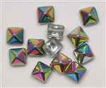 12mm Czech Glass Pyramid 2-Hole Beadstud - BST12-00030-28101 - Crystal Vitrail - 1 Bead