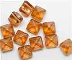 12mm Czech Glass Pyramid 2-Hole Beadstud - BST12-29121 - Apricot Capri - 1 Bead