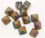 12mm Czech Glass Pyramid 2-Hole Beadstud - BST12-00030M-28001 - Matte Crystal Marea - 1 Bead