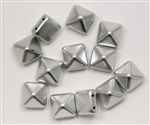 12mm Czech Glass Pyramid 2-Hole Beadstud - BST12-01700 - Matte Silver - 1 Bead