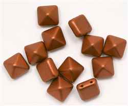 [ OR ] 12mm Czech Glass Pyramid 2-Hole Beadstud - BST12-01750 - Matte Copper - 1 Bead