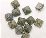 12mm Czech Glass Pyramid 2-Hole Beadstud - BST12-02010-65431 - Patina - 1 Bead