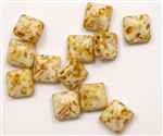 12mm Czech Glass Pyramid 2-Hole Beadstud - BST12-02010-86800 - Butter Pecan - 1 Bead