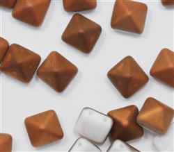 12mm Czech Glass Pyramid 2-Hole Beadstud - BST12-03000-27237 - Chalk White Sunset Matted - 1 Bead