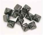 12mm Czech Glass Pyramid 2-Hole Beadstud - BST12-23980-14400 - Hematite - 1 Bead