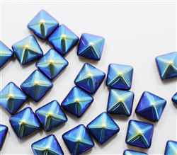 12mm Czech Glass Pyramid 2-Hole Beadstud - BST12-23980-14415-28701 -  - 1 Bead