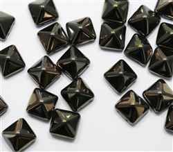 12mm Czech Glass Pyramid 2-Hole Beadstud - BST12-23980-22601 - Jet - Valentinite - 1 Bead