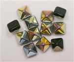 12mm Czech Glass Pyramid 2-Hole Beadstud - BST12-23980-28001 - Jet Marea - 1 Bead