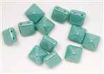 12mm Czech Glass Pyramid 2-Hole Beadstud - BST12-63120-14400 - Turquoise Shimmer - 1 Bead