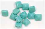 12mm Czech Glass Pyramid 2-Hole Beadstud - BST12-63120 - Turquoise - 1 Bead