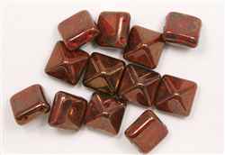 12mm Czech Glass Pyramid 2-Hole Beadstud - BST12-93400-15615 - Coral Bronze - 1 Bead
