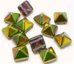 12mm Czech Glass Pyramid 2-Hole Beadstud - BST12-95000 - Magic Orchid - 1 Bead