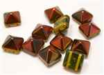 12mm Czech Glass Pyramid 2-Hole Beadstud - BST12-95400 - Magic Flame - 1 Bead