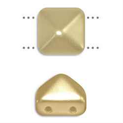 12mm Czech Glass Pyramid 2-Hole Beadstud - BST12-CRM - Cream Airy Pearl - 1 Bead