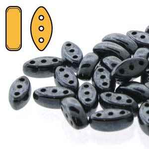 Czech Cali Beads : 3x8mm - CALI-23980-14400 - Jet - Hematite - 25 Count