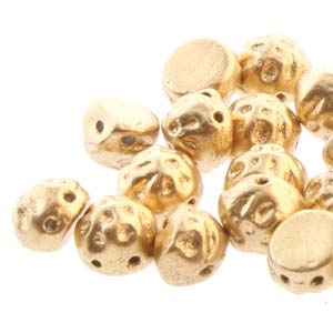 CCB0700030-01710 - Baroque 2-Hole 7mm Round Cabochon - Bronze Pale Gold - 12 Count