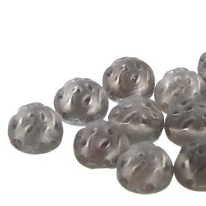 CCB0700030-26671- Baroque 2-Hole 7mm Round Cabochon - Backlit Matte Petroleum - 12 Count