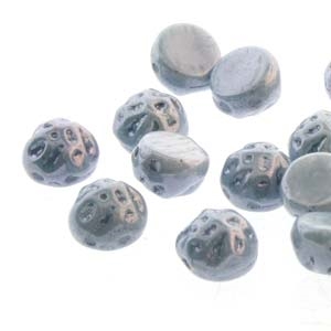 CCB0703000-14464 - Baroque 2-Hole 7mm Round Cabochon - Chalk Blue Luster - 12 Count