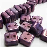 6mm Purple Luminous 2 Hole Chexx Beads - 4 count
