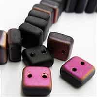 6mm Matte Black Sliperit 2 Hole Chexx Beads - 4 count