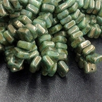 6mm 2 hole Green Turquoise Bronze Picasso Chexx Beads - 4 count