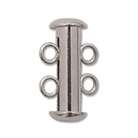 Silver Plated Multi Strand 16mm 2 Strand Slide Clasp - 1 Clasp