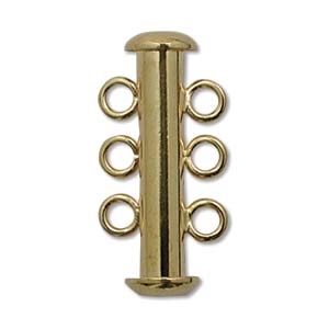 Gold Plated Multi Strand 21mm 3 Strand Slide Clasp - 1 Clasp