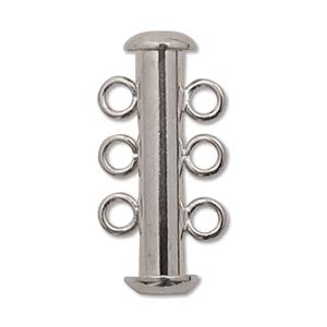Silver Plated Multi Strand 21mm 3 Strand Slide Clasp - 1 Clasp