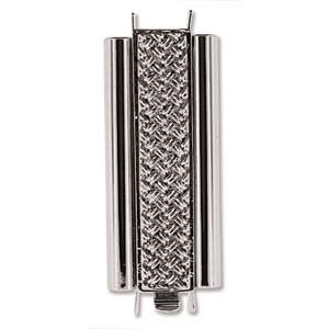 BeadSlide Cross Hatch 10mm x 29mm Rhodium Slide Clasp