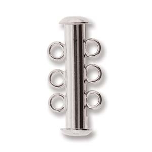 [ CLSP5 ] Silver Plated Magnetic Multi Strand 22mm 3-Strand Slide Clasp