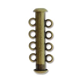 Antique Brass Plated Magnetic Multi Strand 26mm 4 Strand Slide Clasp