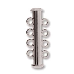 Silver Plated Magnetic Multi Strand 26mm 4 Strand Slide Clasp