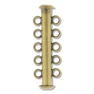 Antique Brass Plated Multi Strand 31mm 5 Strand Slide Clasp